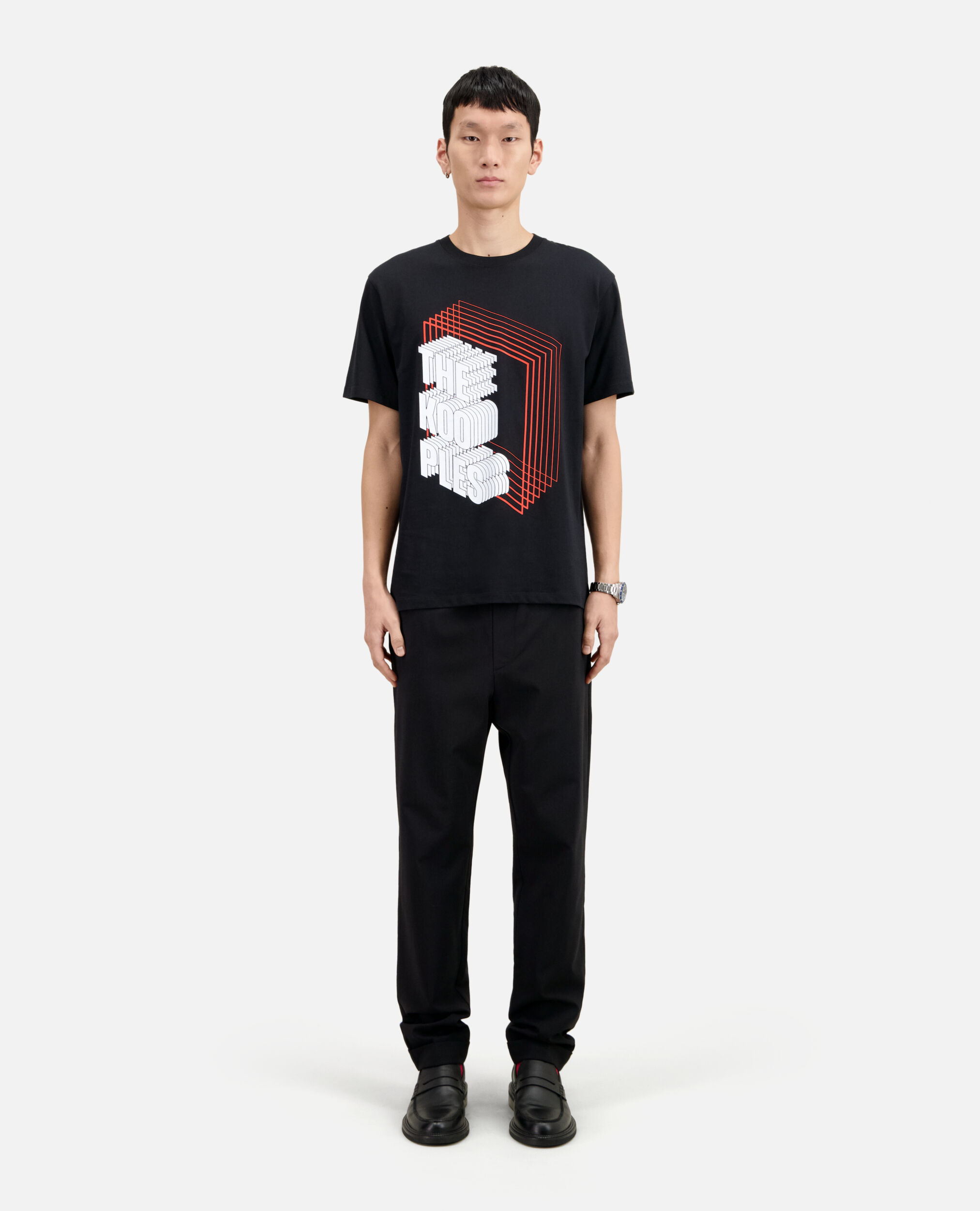 Men's black t-shirt with Neon logo serigraphy, BLACK, hi-res image number null