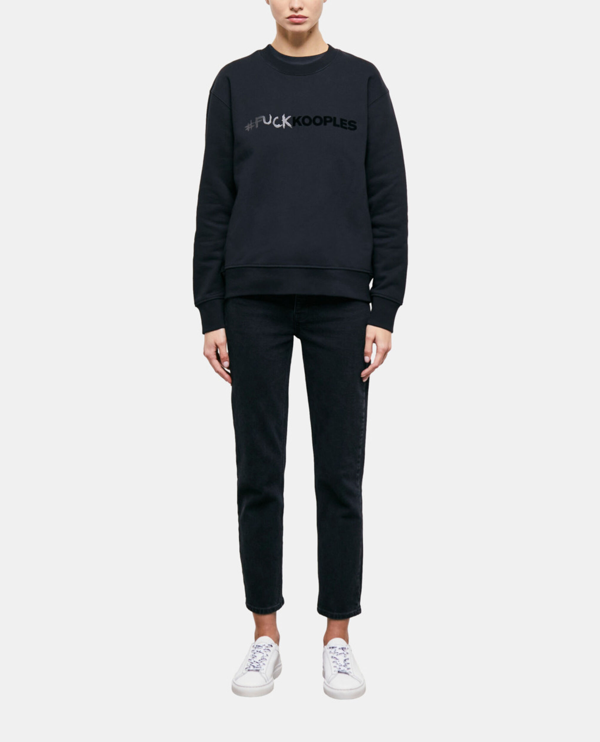 Black logo sweatshirt, BLACK, hi-res image number null