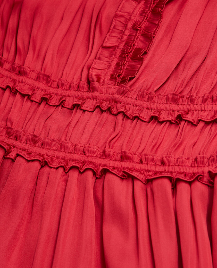 The Kooples WOMEN LIGHT BURGUNDY short red dress with shirring