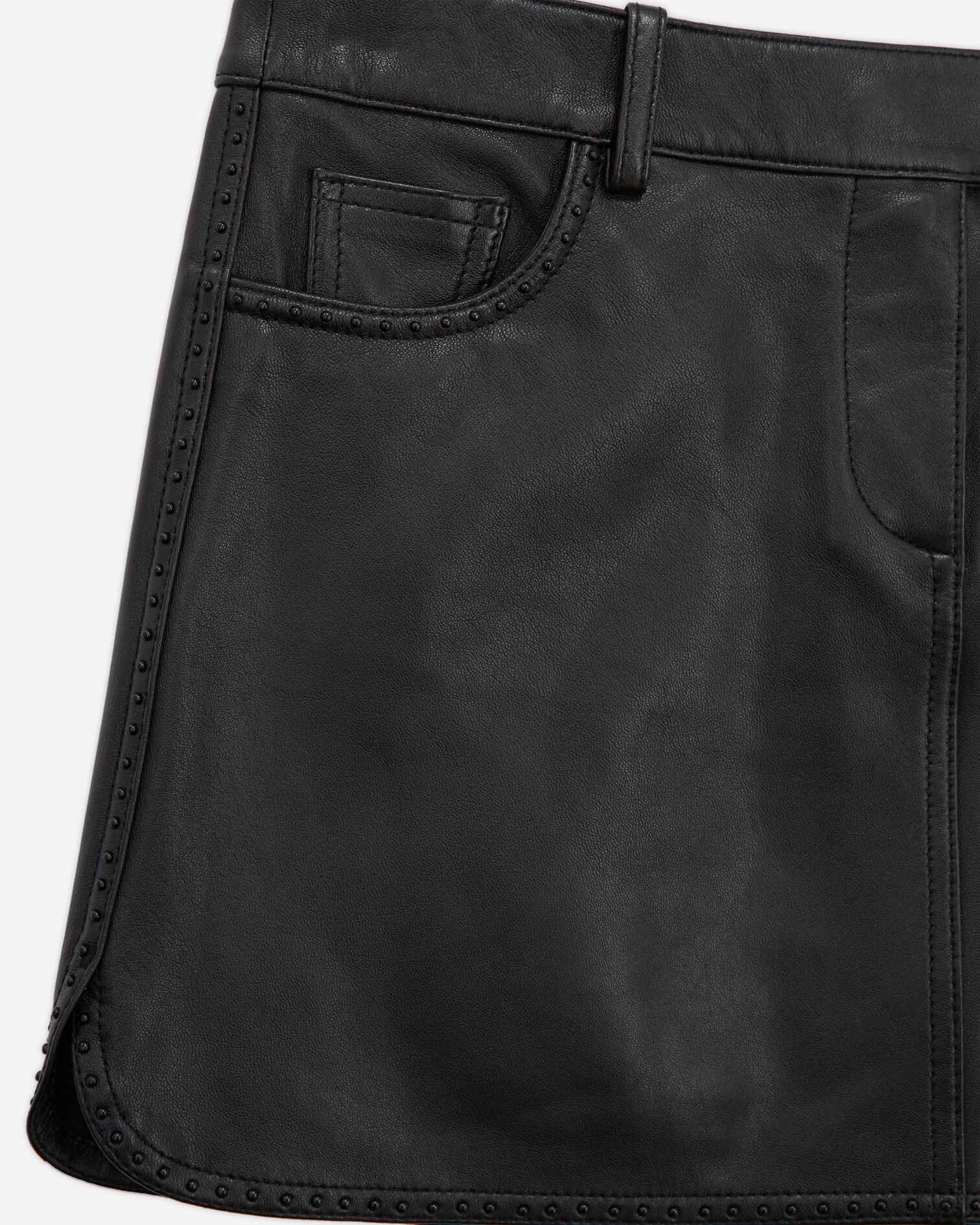 Jupe en cuir à studs noire, BLACK, hi-res image number null