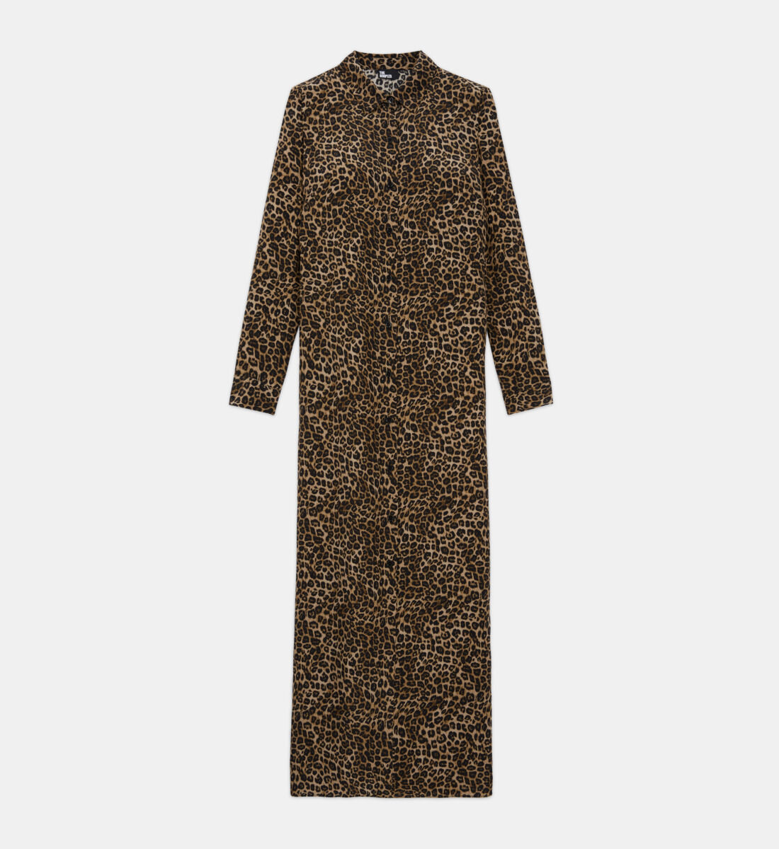 Long leopard print silk dress