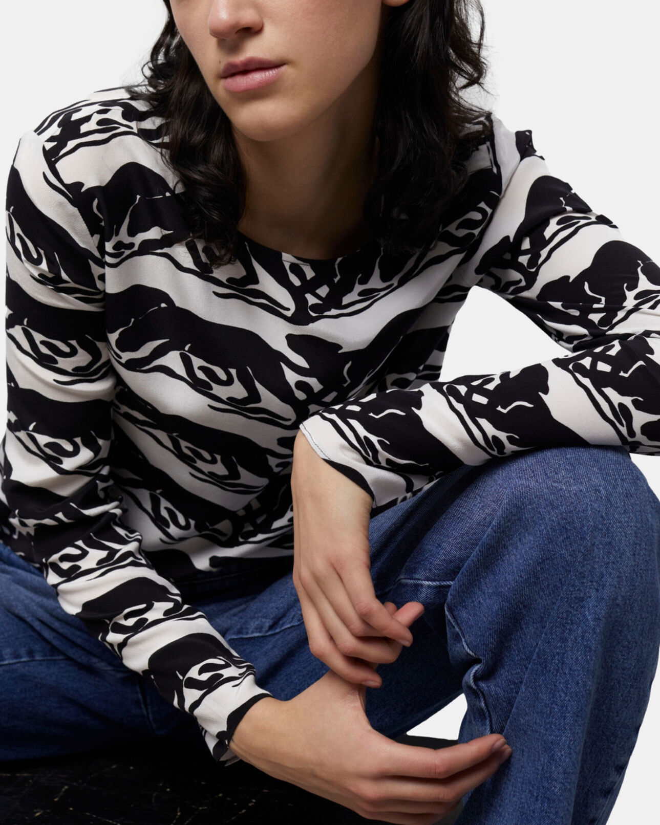 The Kooples FEMME BLACK / WHITE blouse imprimé panthère