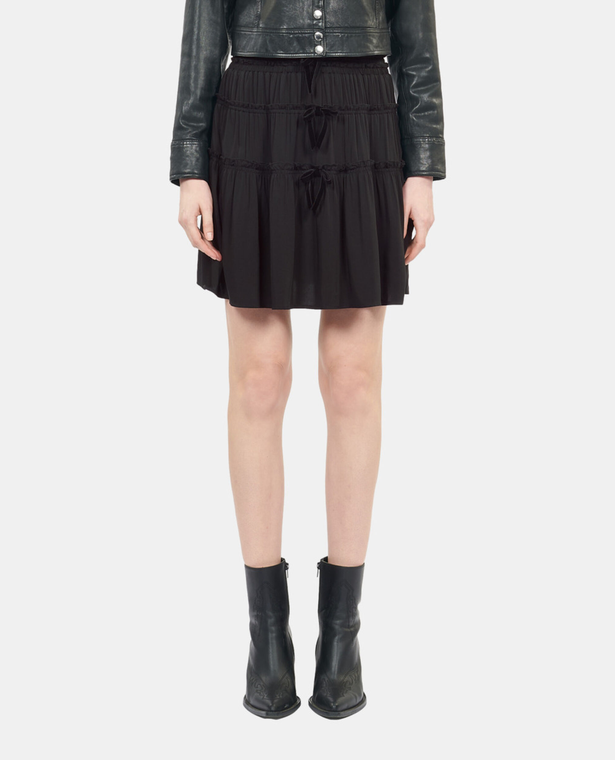 Jupe courte avec nœuds noire, BLACK, hi-res image number null