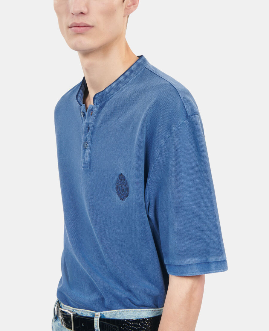 The Kooples HERREN BLUE BRUT blaues poloshirt aus baumwollpiqu&eacute;