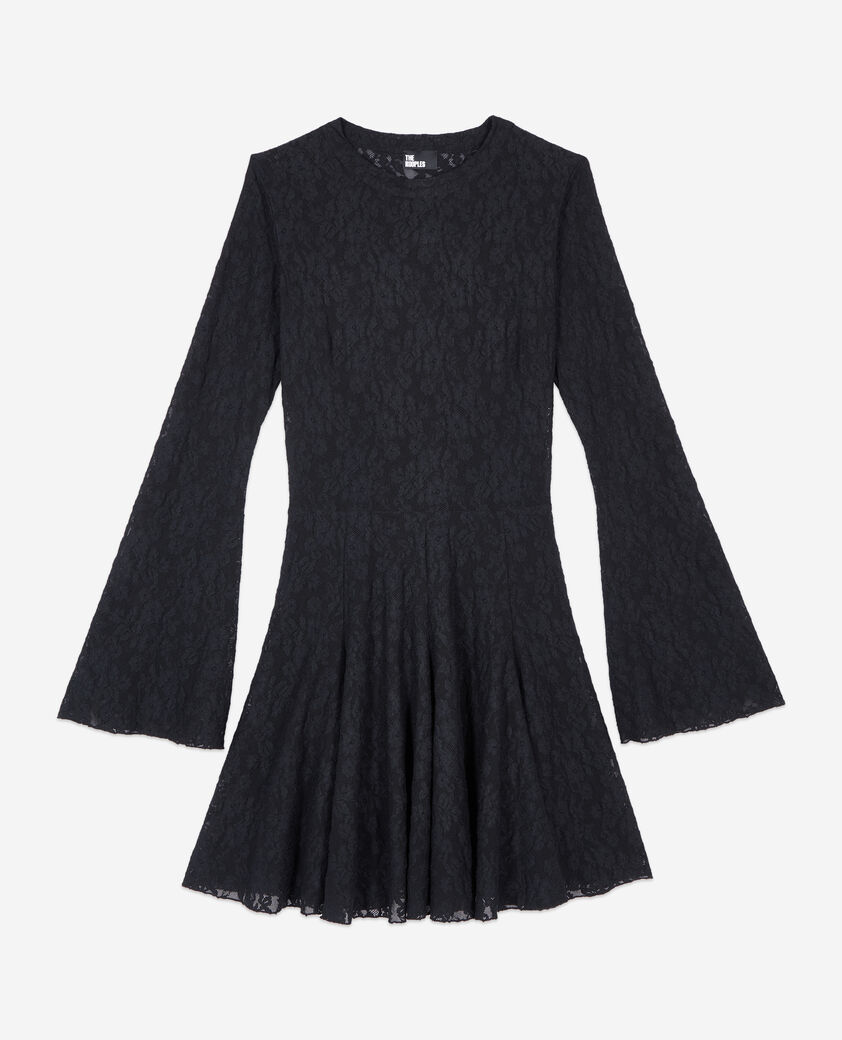 The Kooples FEMME BLACK robe patineuse courte en dentelle noire