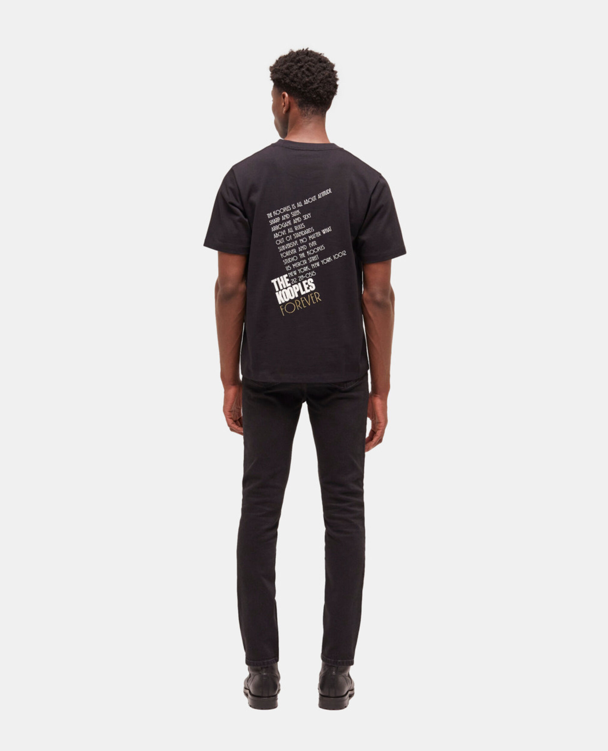 Black screen print T-shirt, BLACK-ANTIC GOLD, hi-res image number null