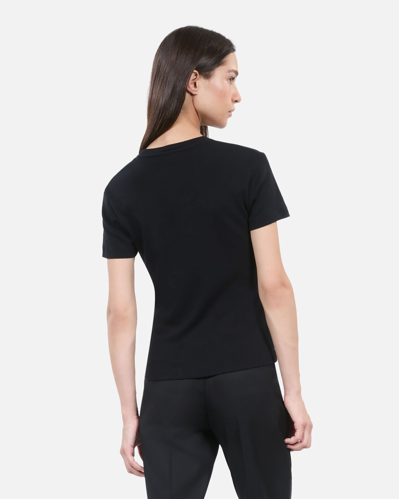 The Kooples WOMEN BLACK WASHED black t-shirt with serigraphy