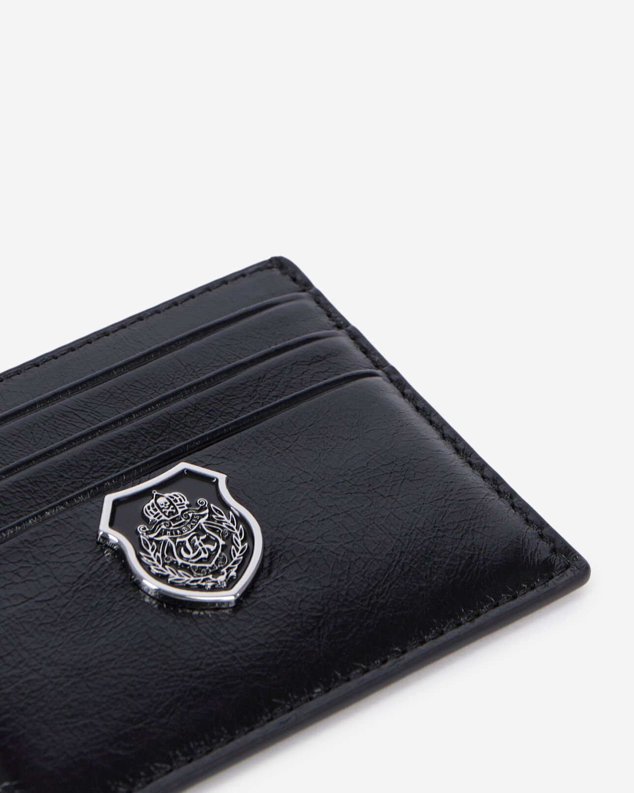 The Kooples UNISEX BLACK schwarzes kartenetui mit wappen aus leder