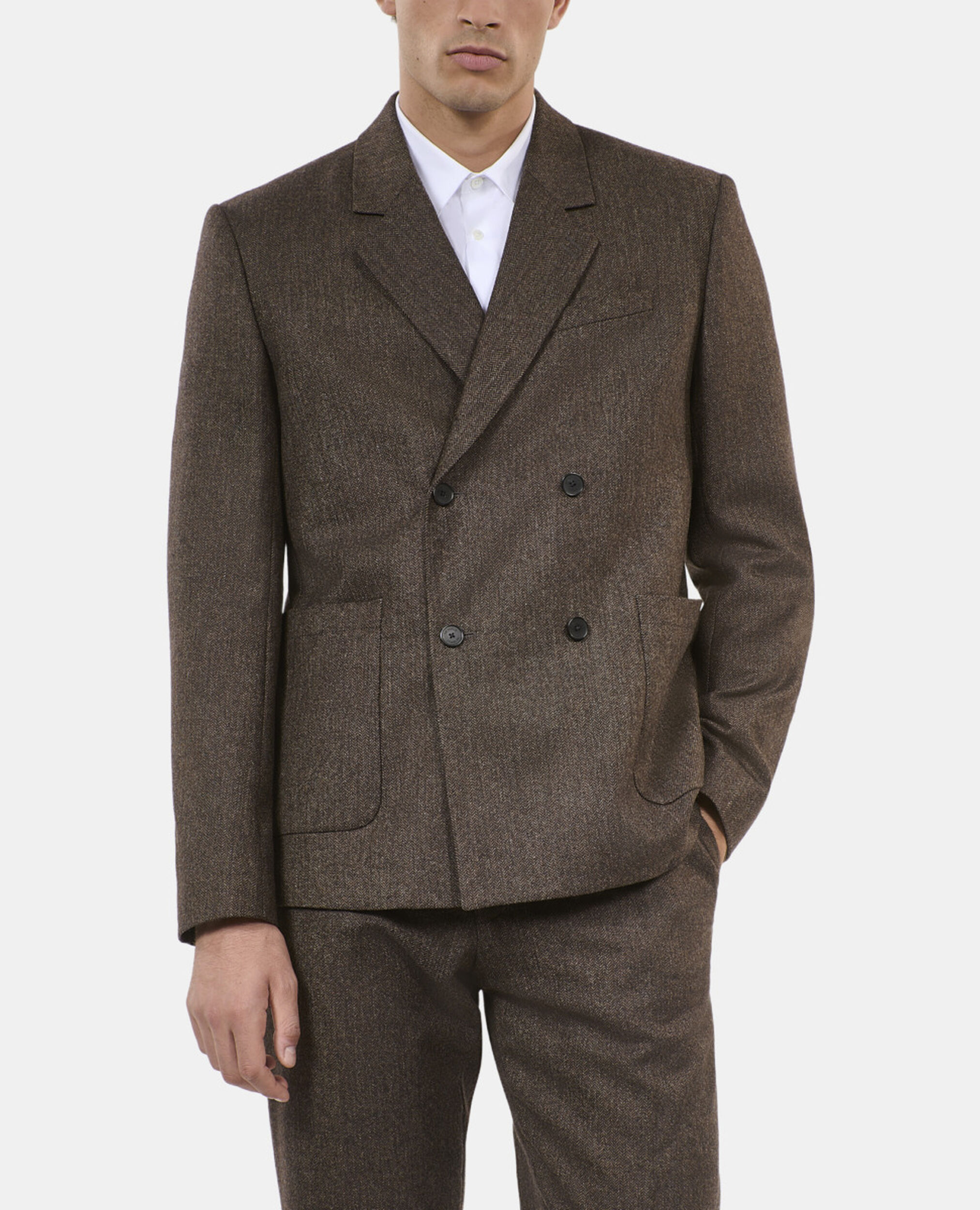 Veste de costume marron en laine, BROWN, hi-res image number null