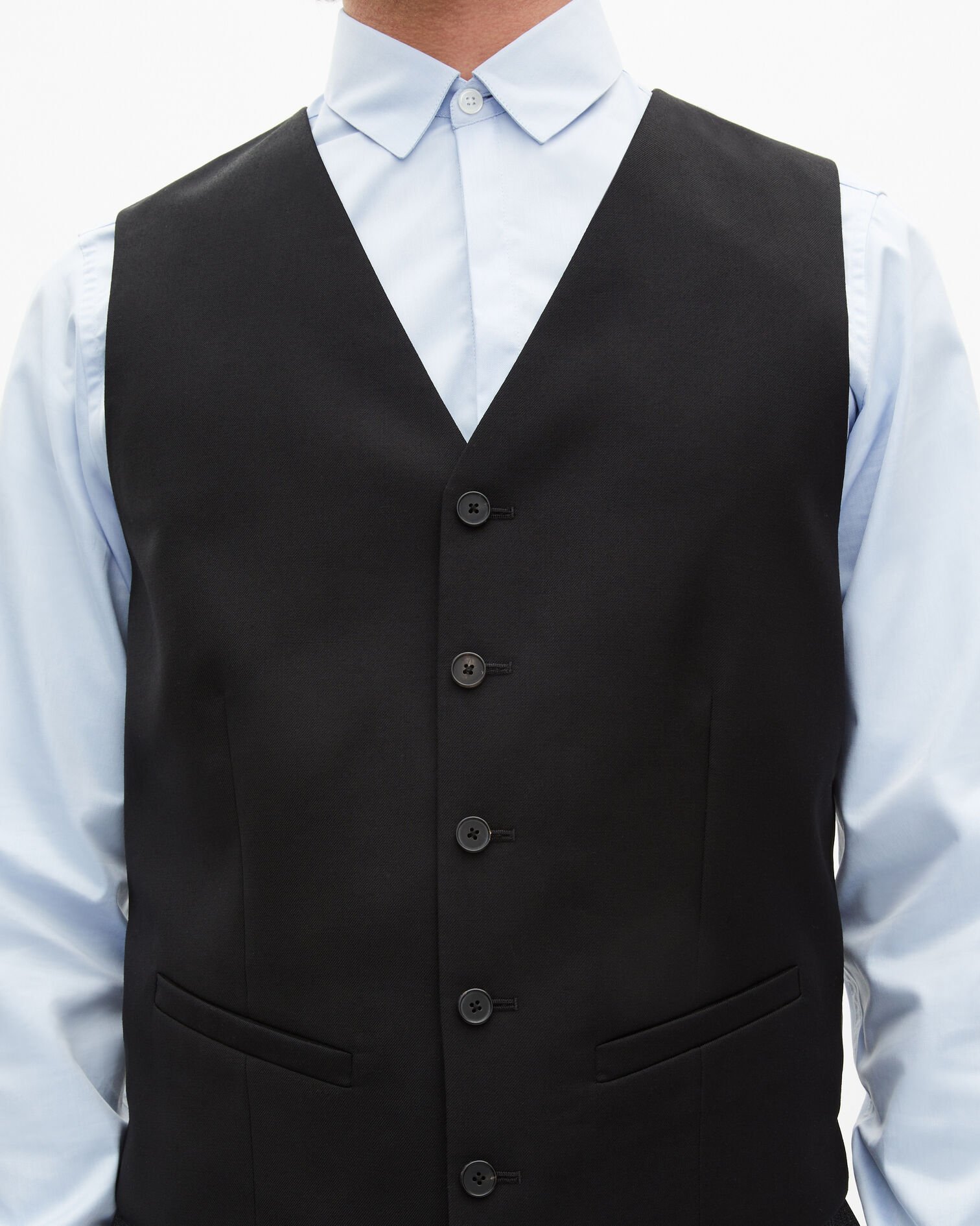 Black suit vest in wool tailored cut, BLACK, hi-res image number null