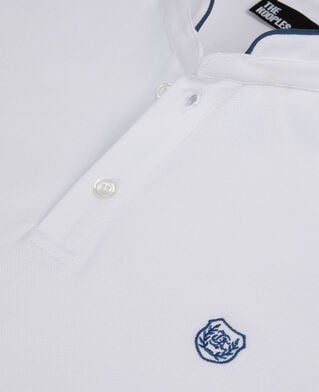 The Kooples HOMME WHITE / BLUE polo en coton piqué blanc