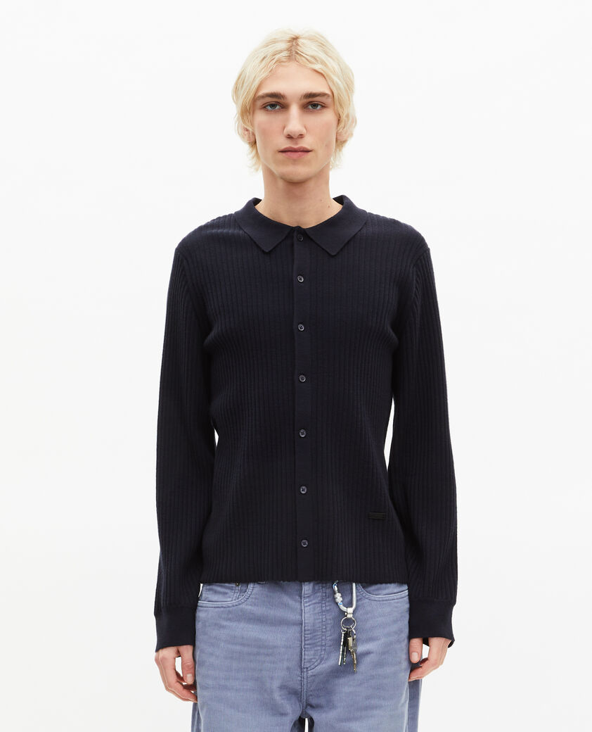 The Kooples HOMME DARK NAVY cardigan &agrave; c&ocirc;tes marine