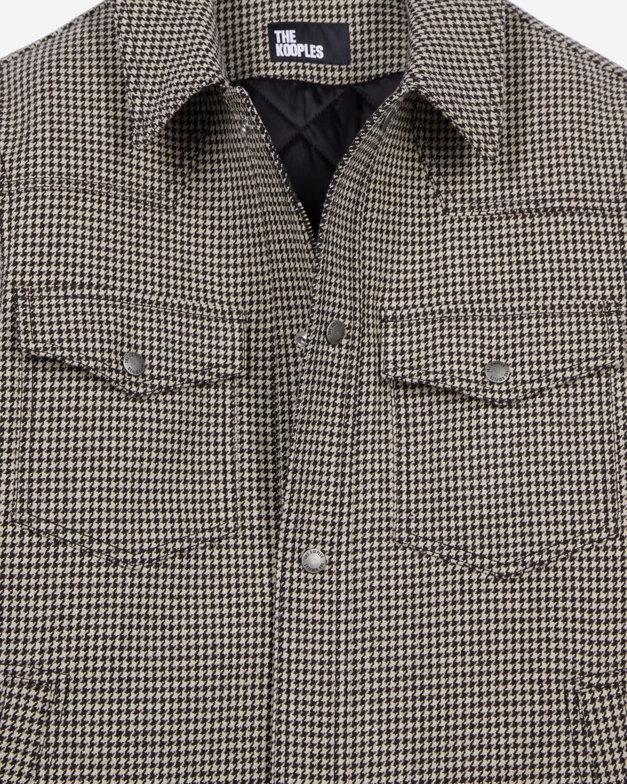 The Kooples HOMME BROWN blouson style surchemise pied de poule marron et écru