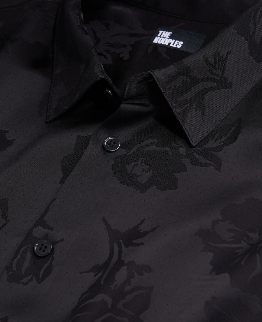 The Kooples HOMME BLACK chemise jacquard noire à fleurs
