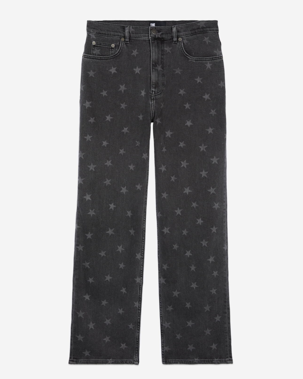 The Kooples HOMME BLACK WASHED jean droit imprimé étoiles