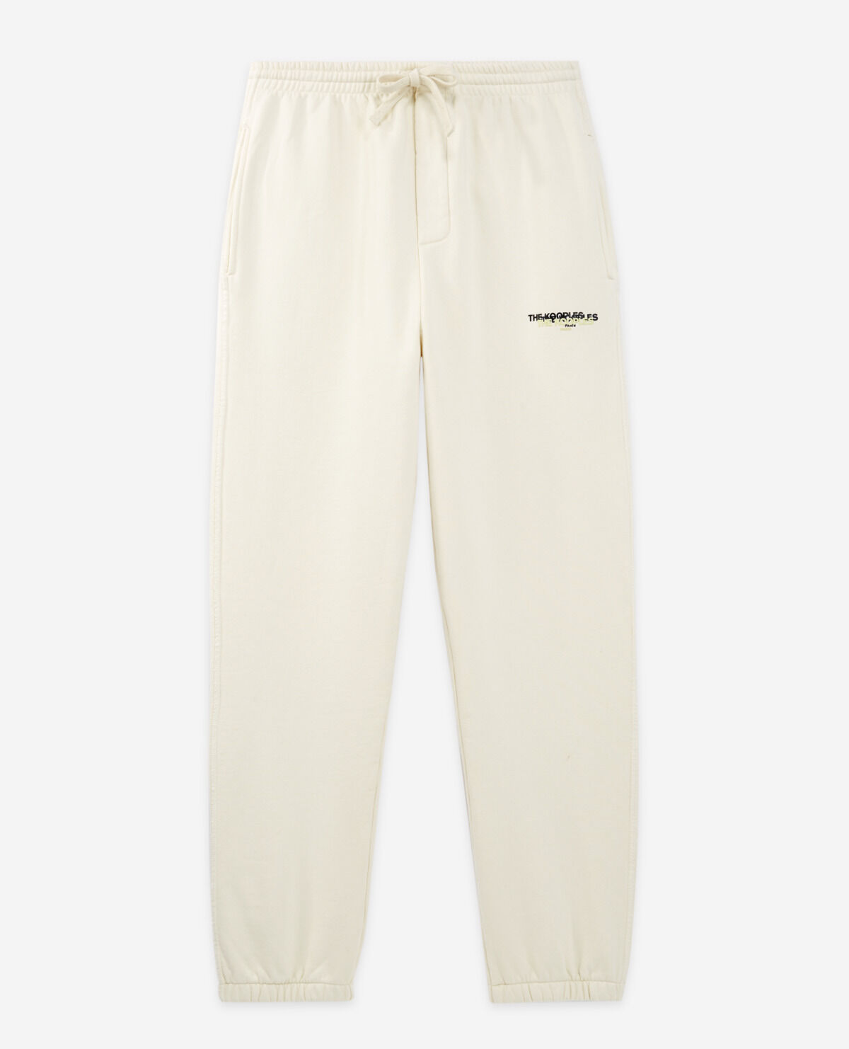 Loose fit ecru joggers with triple logo