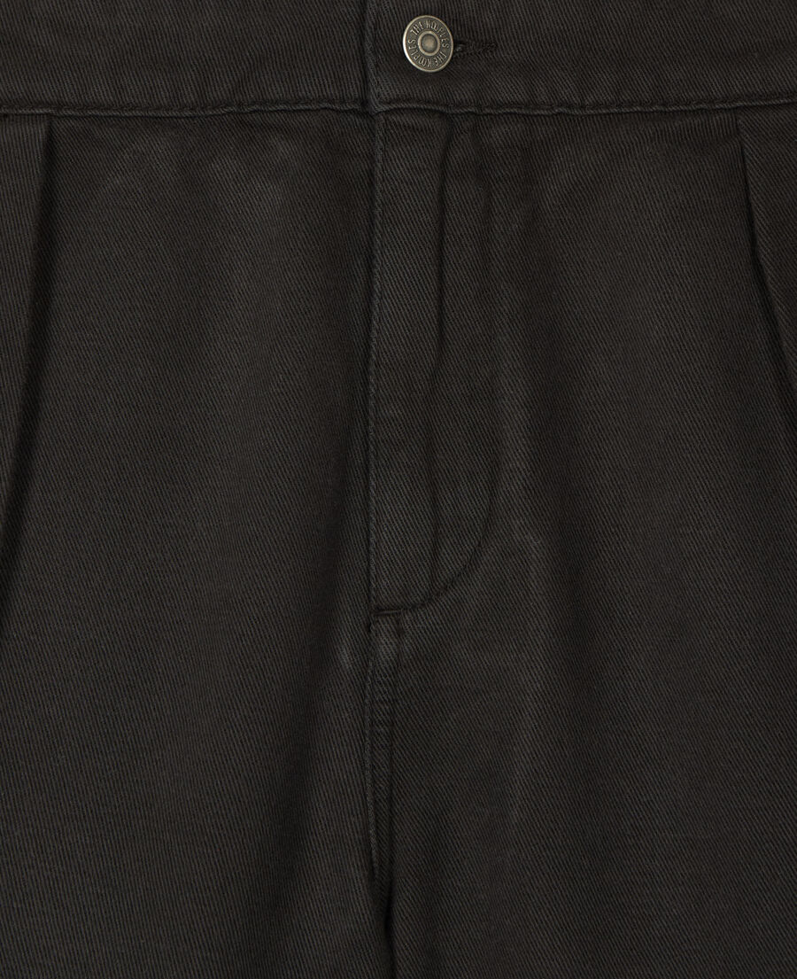 black cotton and linen cargo shorts