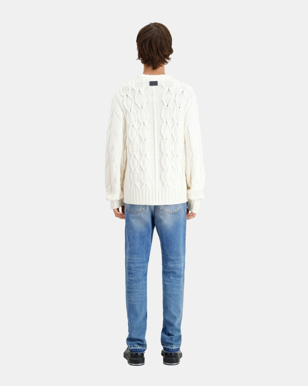 The Kooples HERREN ECRU ecrufarbener wollpullover mit zopfmuster