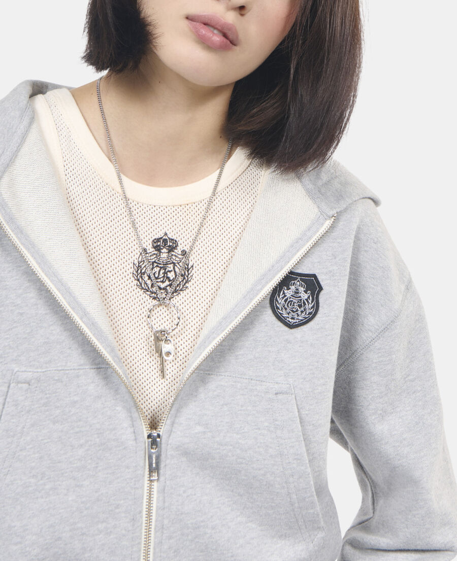 The Kooples FEMME LIGHT GREY MELANGE sweatshirt blazon &agrave; capuche gris