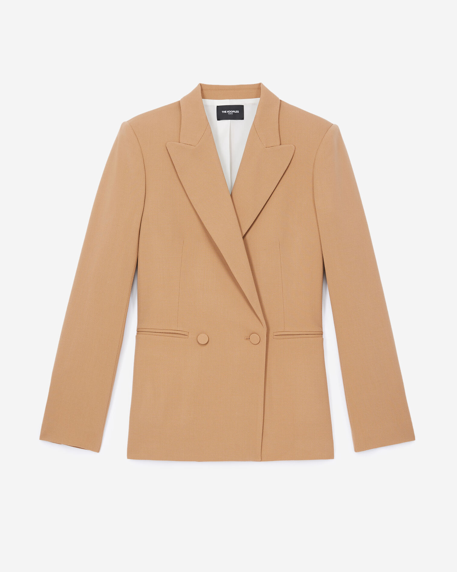 Veste laine camel coupe croisée, CAMEL, hi-res image number null