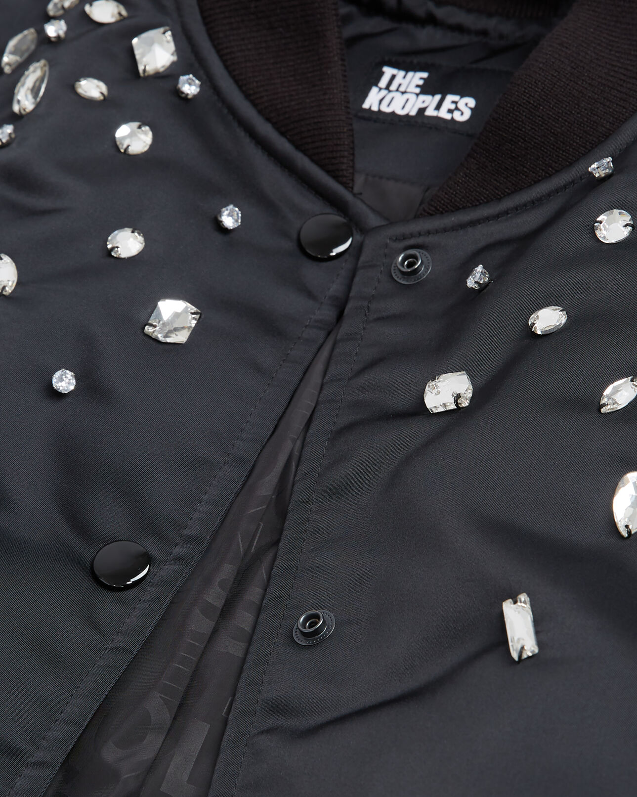 The Kooples WOMEN BLACK black bomber jacket with rhinestones