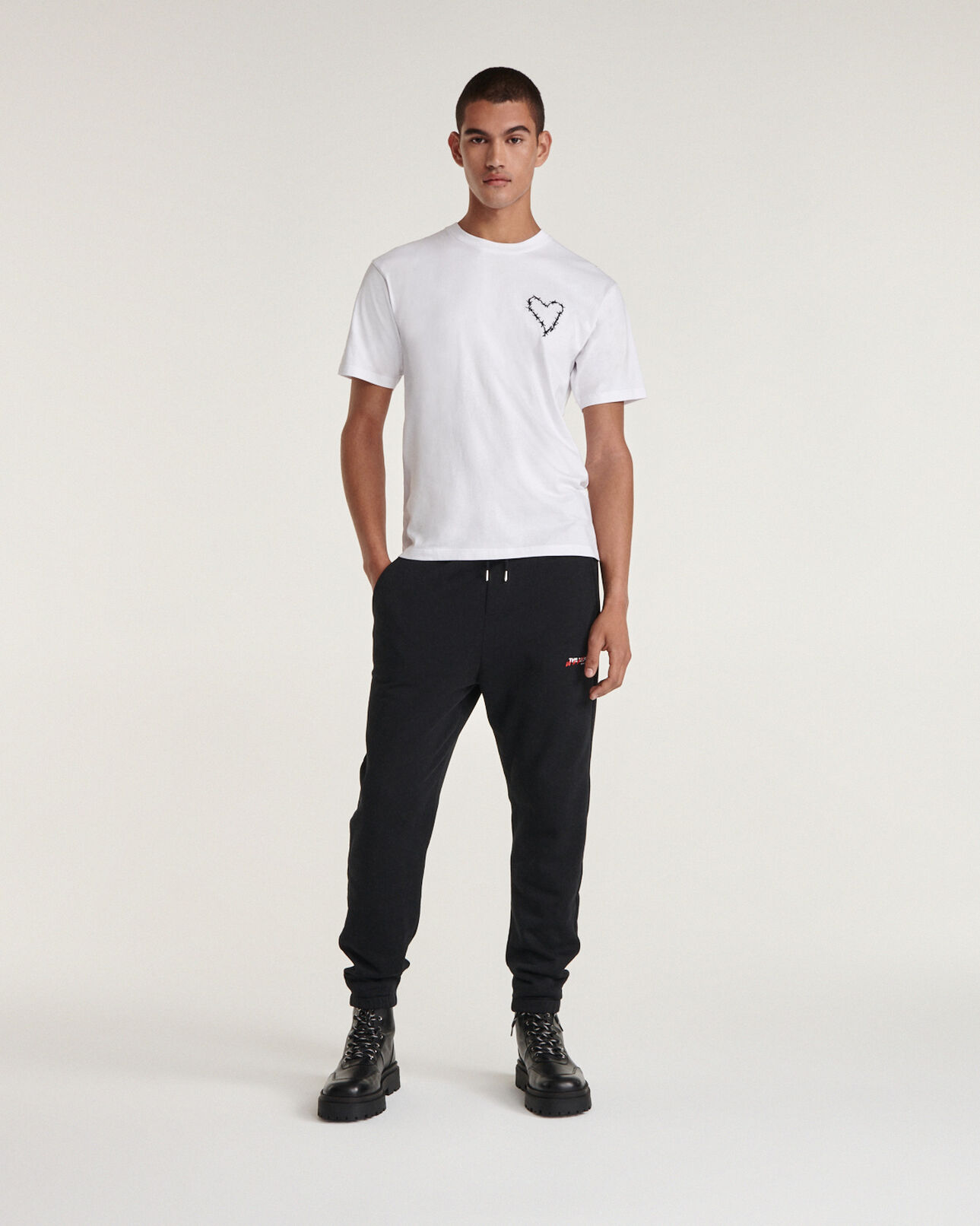 The Kooples HOMME WHITE t-shirt blanc à logo cœur cousu