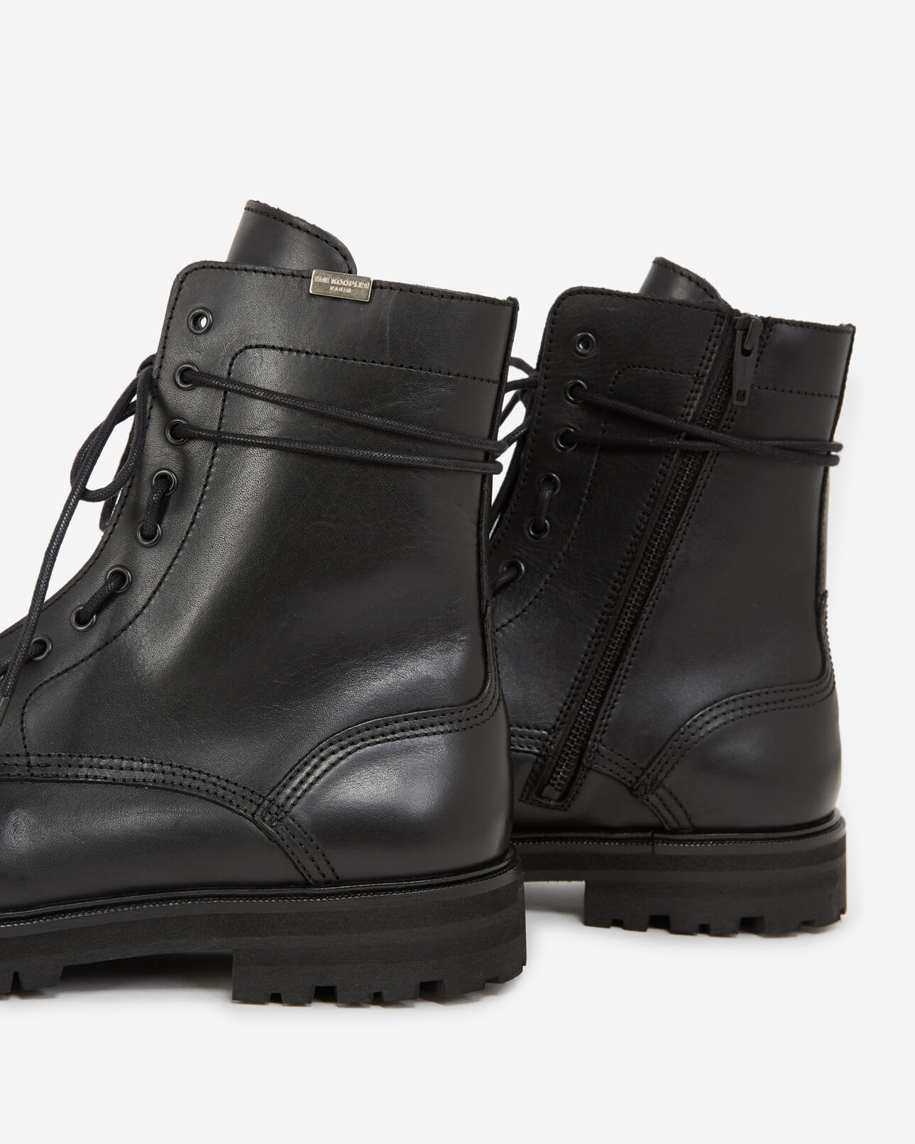 The Kooples HERREN BLACK boots schwarz lederdetail schnürung seitlich