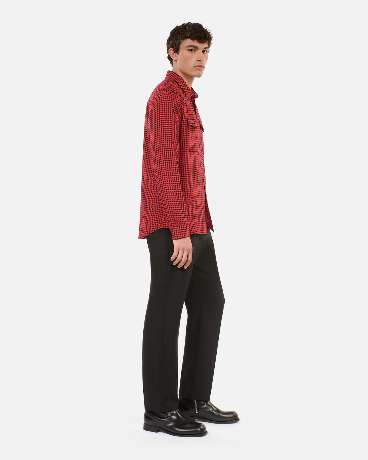 The Kooples MEN BLACK - RED black and red houndstooth shirt