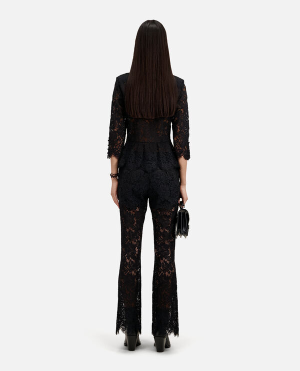The Kooples FEMME BLACK pantalon flare en dentelle noir