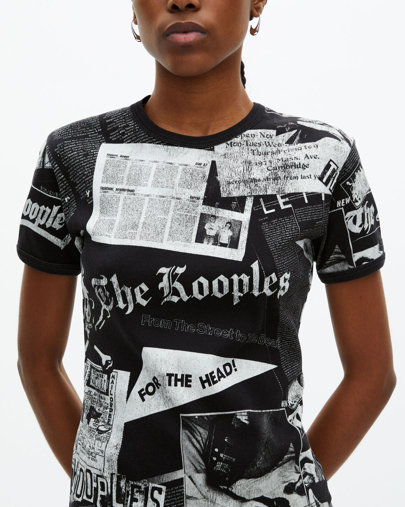 The Kooples MUJER BLACK WASHED camiseta con serigrafía en blanco y negro