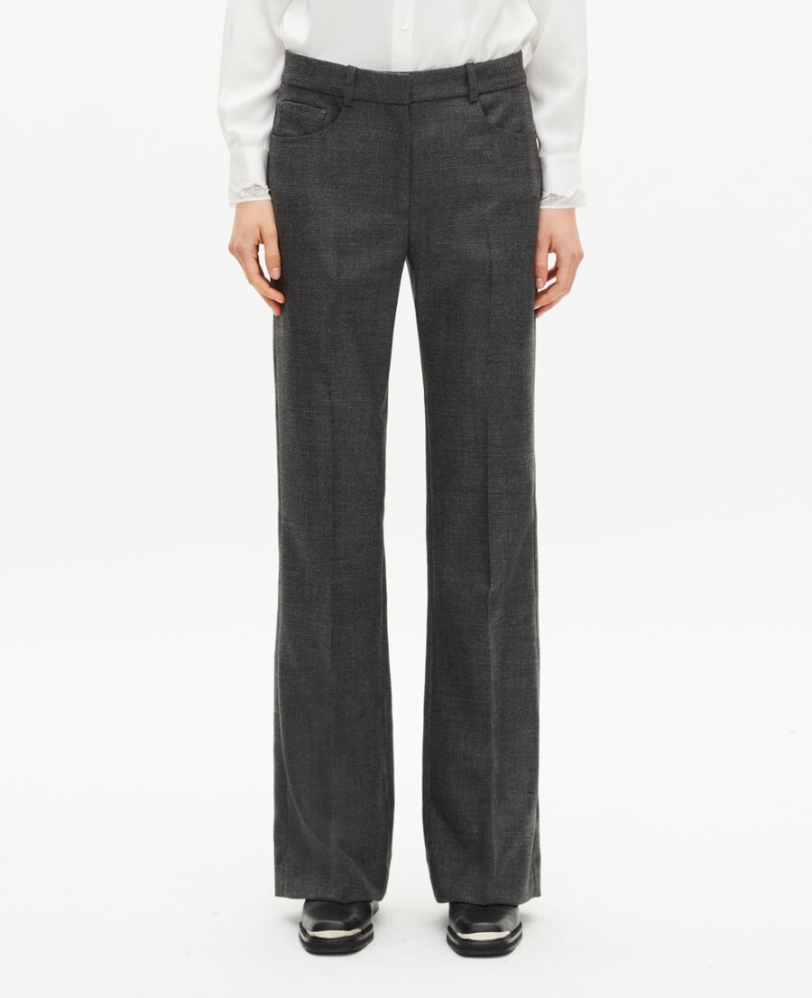 The Kooples WOMEN BLACK dark grey wool bootcut pants