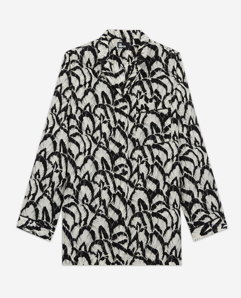 The Kooples FEMME OFF WHITE / BLACK chemise en soie imprimée