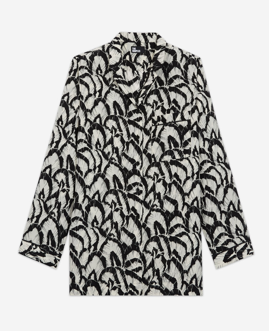 The Kooples F OFF WHITE / BLACK printed silk shirt
