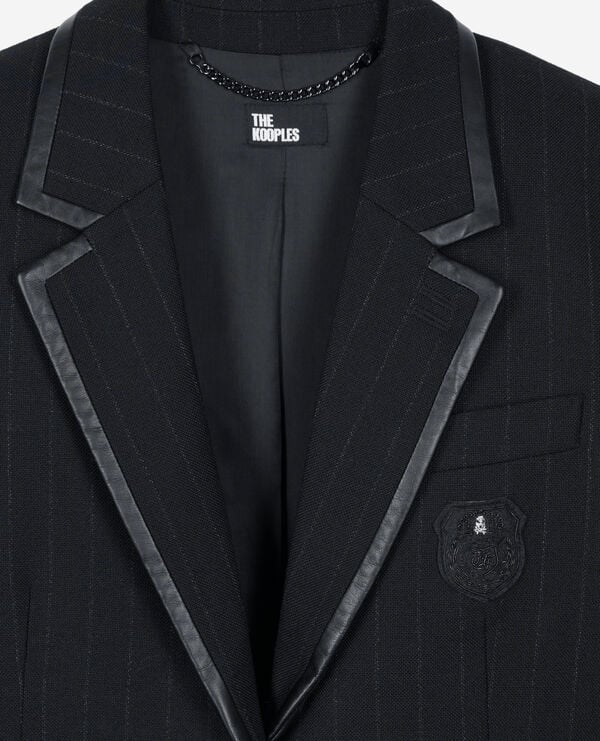 Veste à rayures tennis en laine mélangée noire