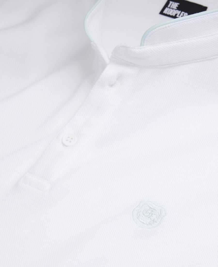 The Kooples H WHITE / DUCK BLUE white cotton polo t-shirt