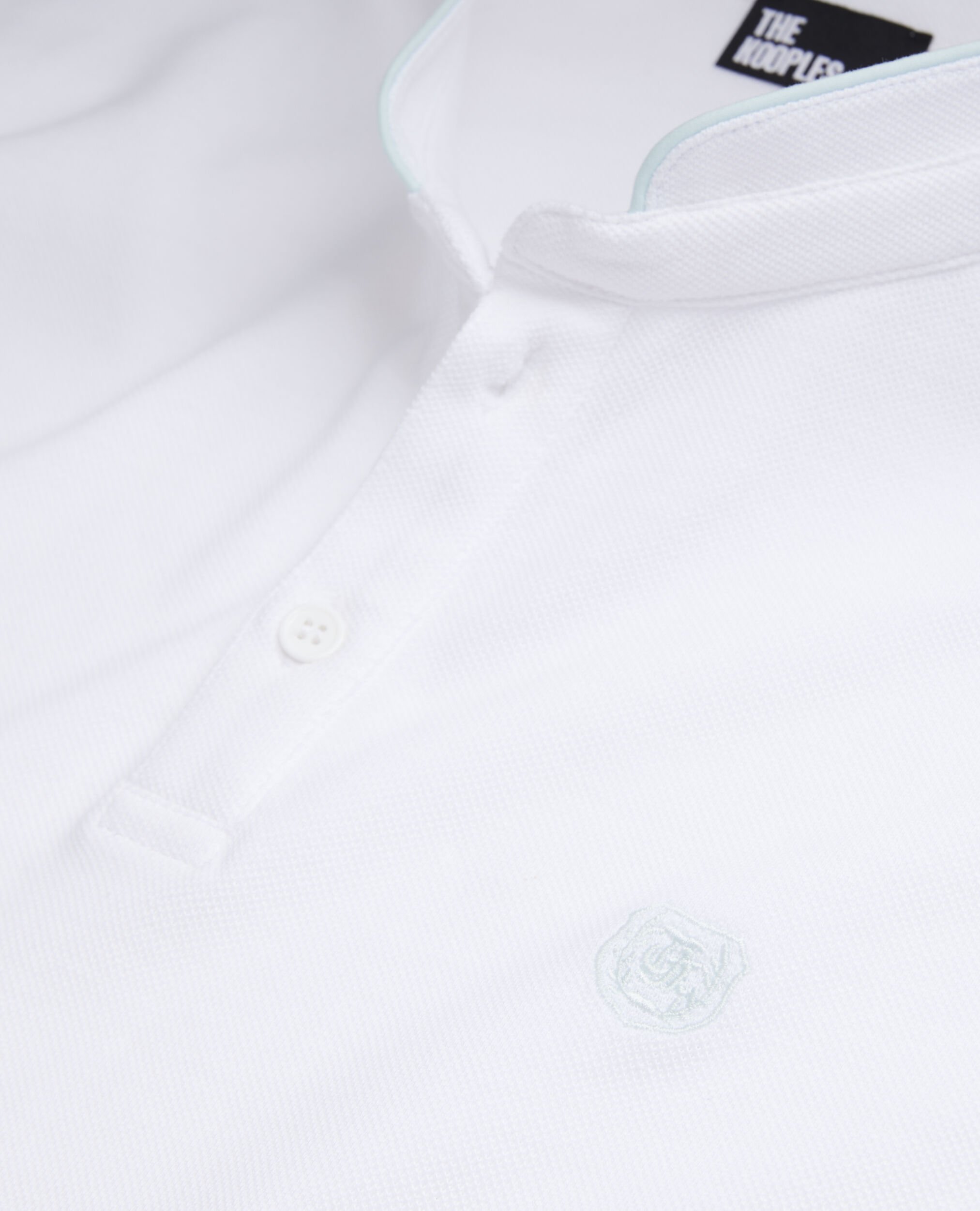 White cotton polo t-shirt, WHITE / DUCK BLUE, hi-res image number null
