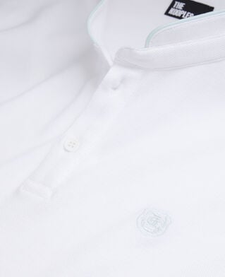 The Kooples H WHITE / DUCK BLUE white cotton polo t-shirt