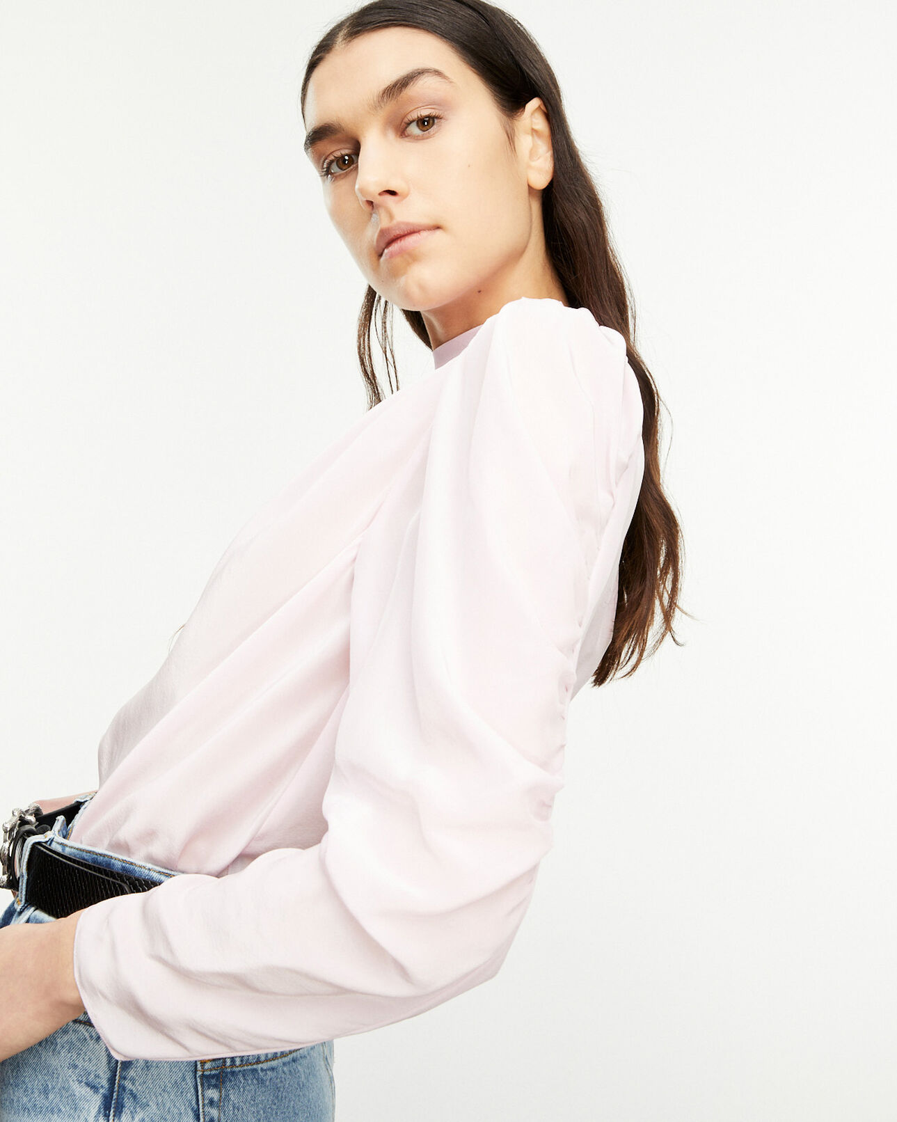 The Kooples WOMEN LIGHT PINK roomy light pink top with drape