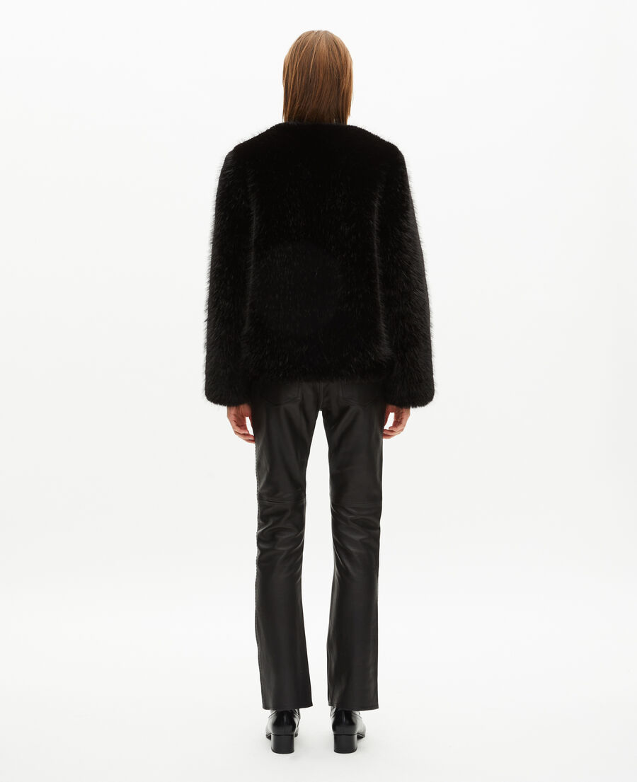 The Kooples WOMEN BLACK black fur-effect short coat