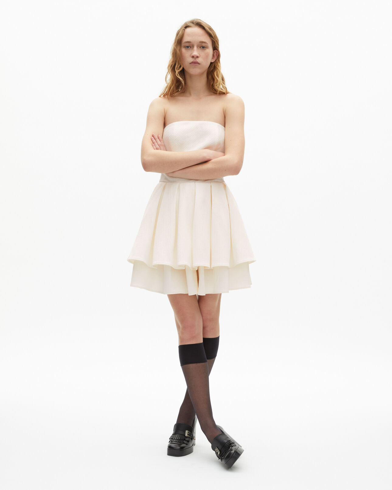 The Kooples MUJER ECRU vestido corpiño corto negro