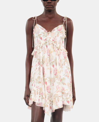 The Kooples F BEIGE / RED short floral printed silk dress