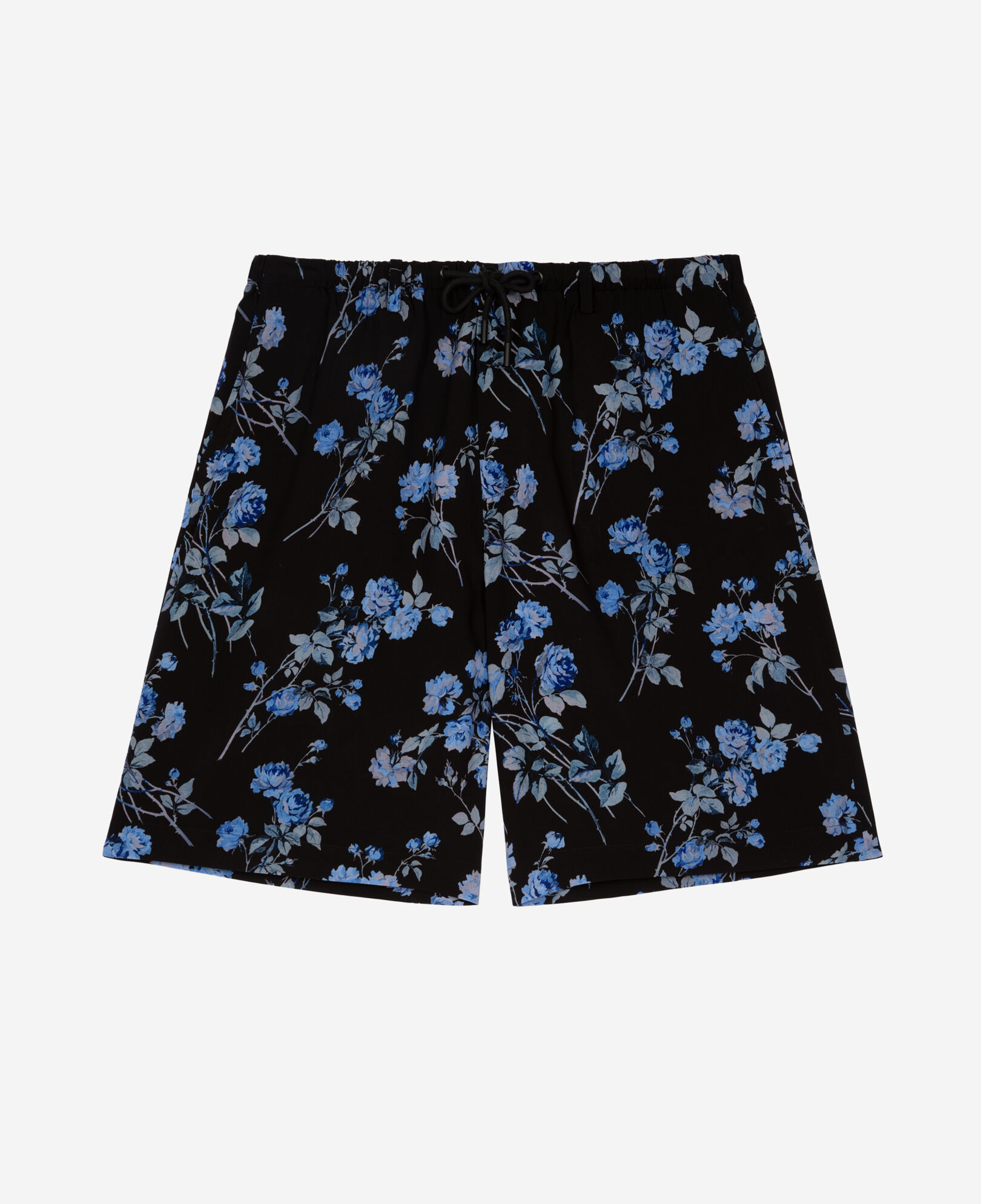 The Kooples MEN BLACK BLUE 'neon roses' print bermuda shorts