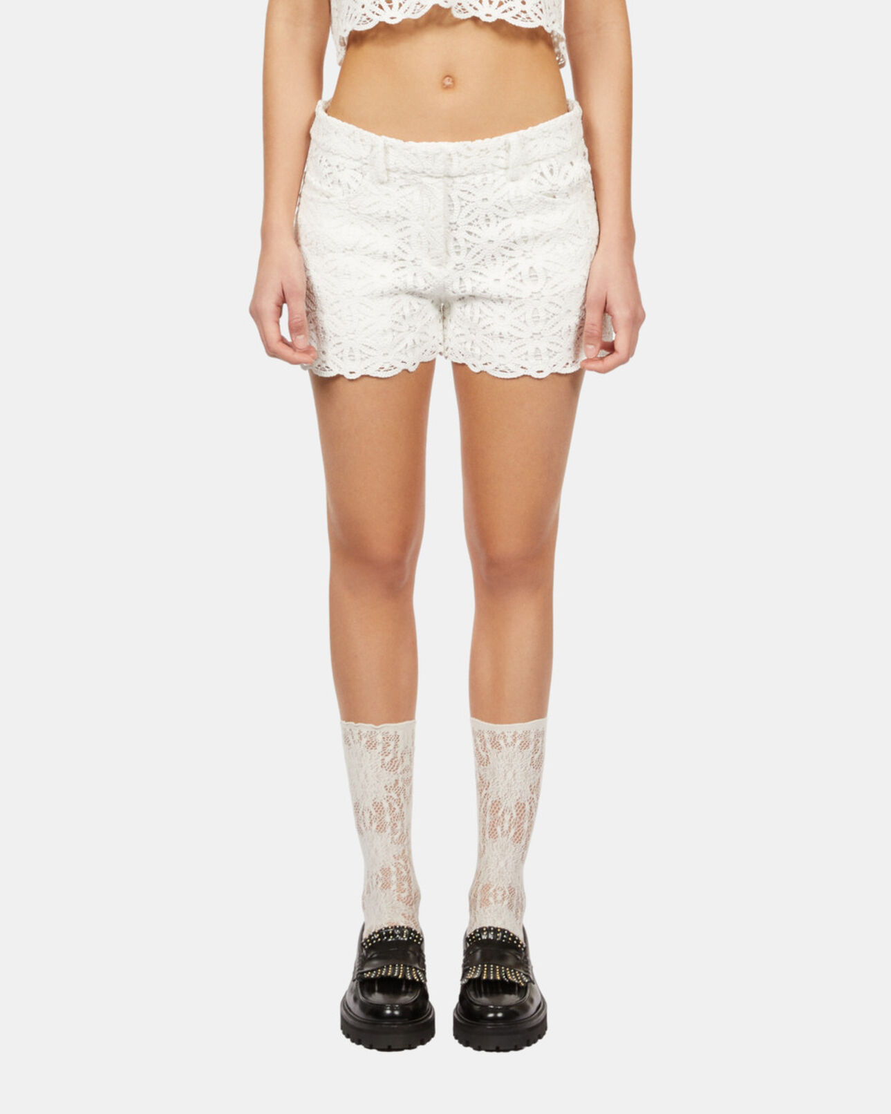 The Kooples FEMME WHITE short en guipure blanc