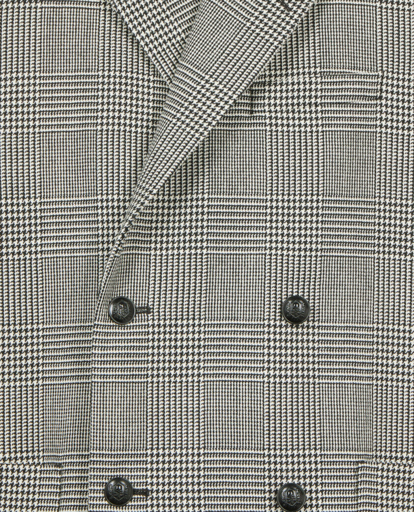 The Kooples HOMME BLACK WHITE veste de costume en laine pied de poule noir et blanc