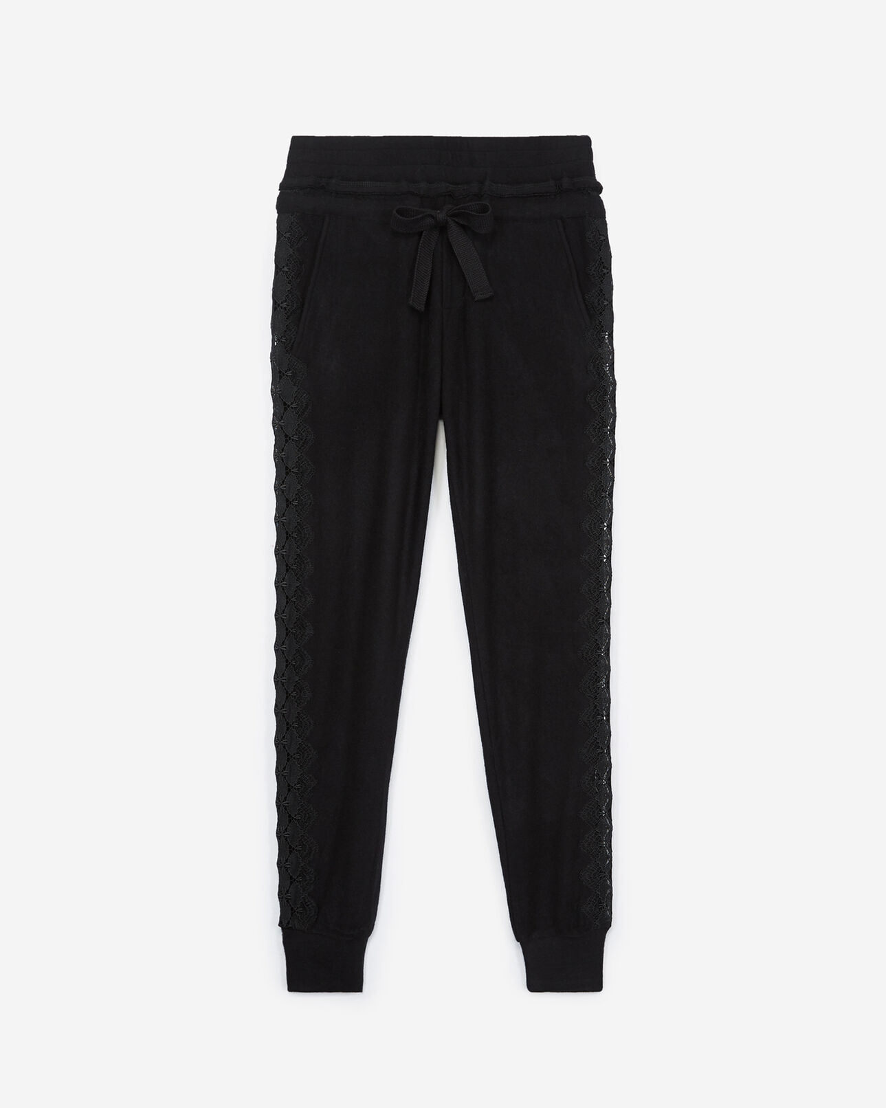 The Kooples DAMEN BLACK schwarze molton-jogginghose mit spitze