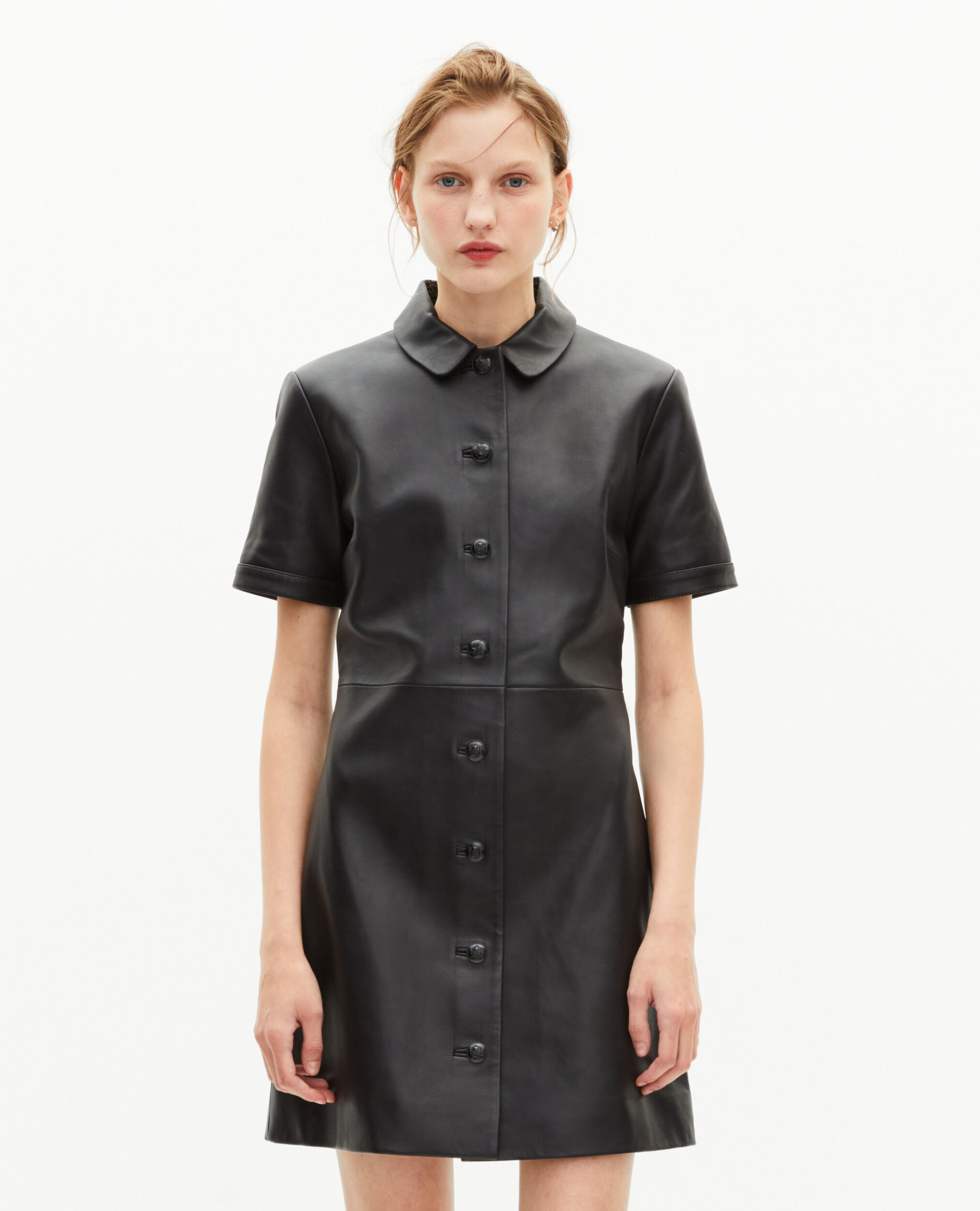 Robe courte en cuir noire, BLACK, hi-res image number null
