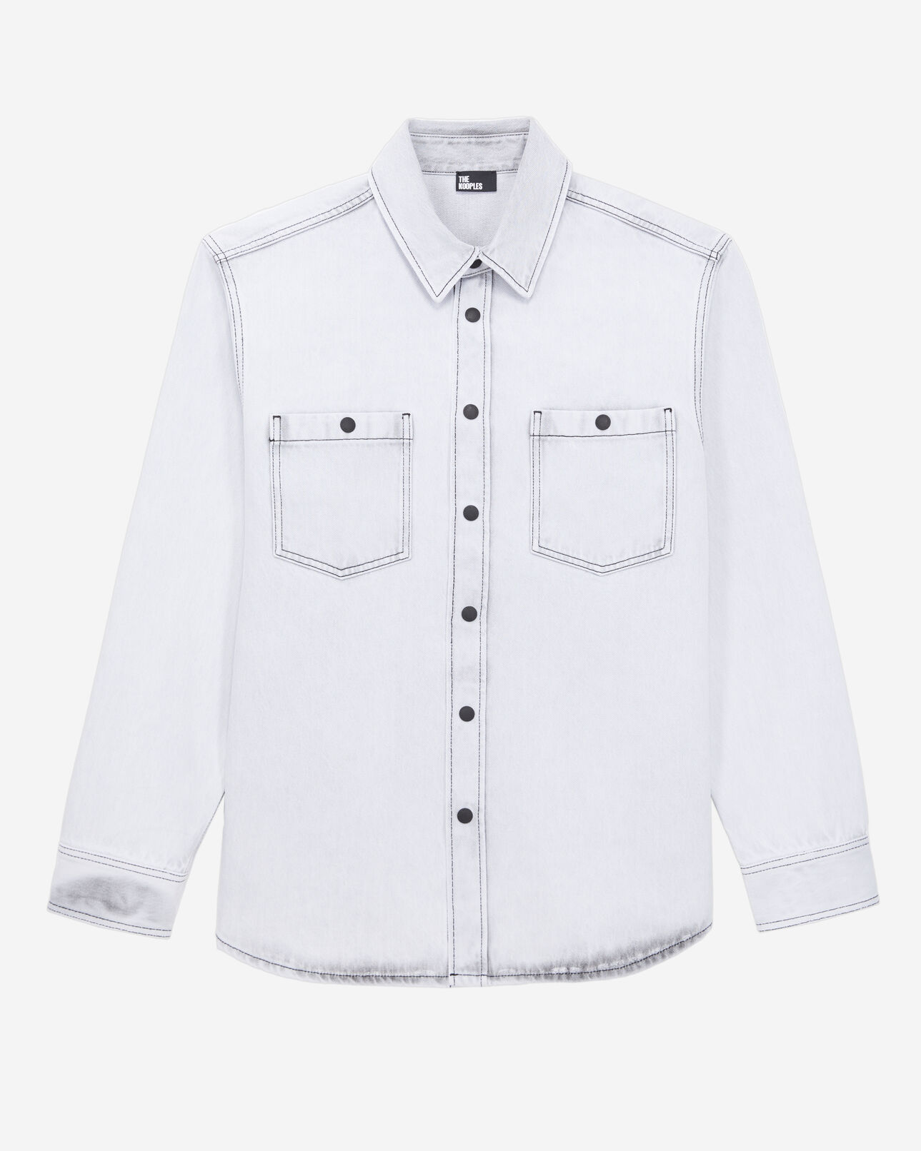 The Kooples MEN WHITE BLEACH white bleached denim shirt
