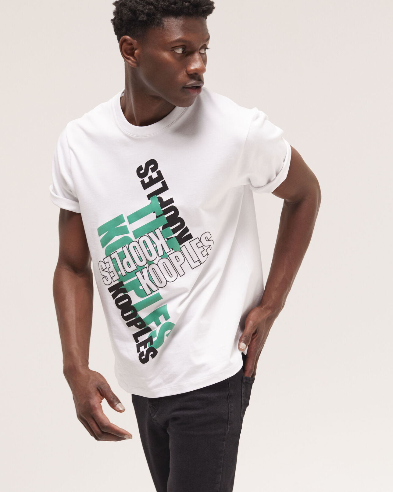 The Kooples HERREN GREEN-WHITE weißes t-shirt herren mit the kooples logo