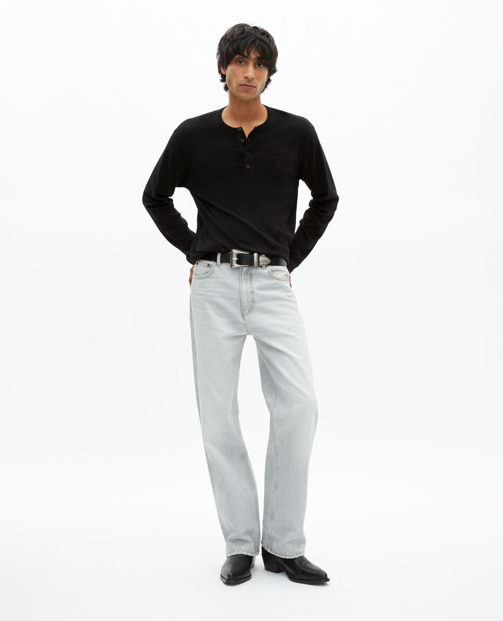 Light gray straight jeans, GREY, hi-res image number null