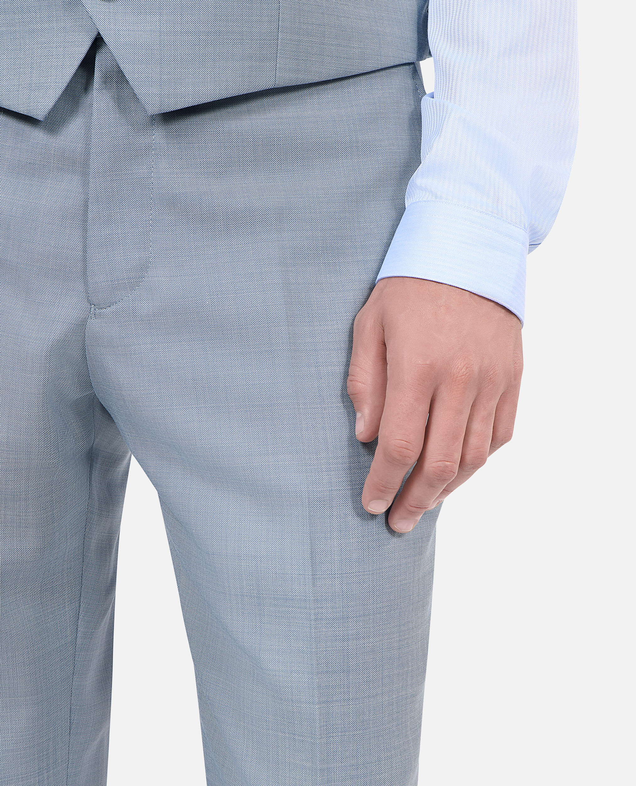 Light blue wool suit trousers fitted trousers, BLUE, hi-res image number null
